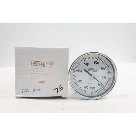 WIKA Tg53 5In 1/2In 7-1/2In 200-1000F Npt Bimetal Thermometer TG53